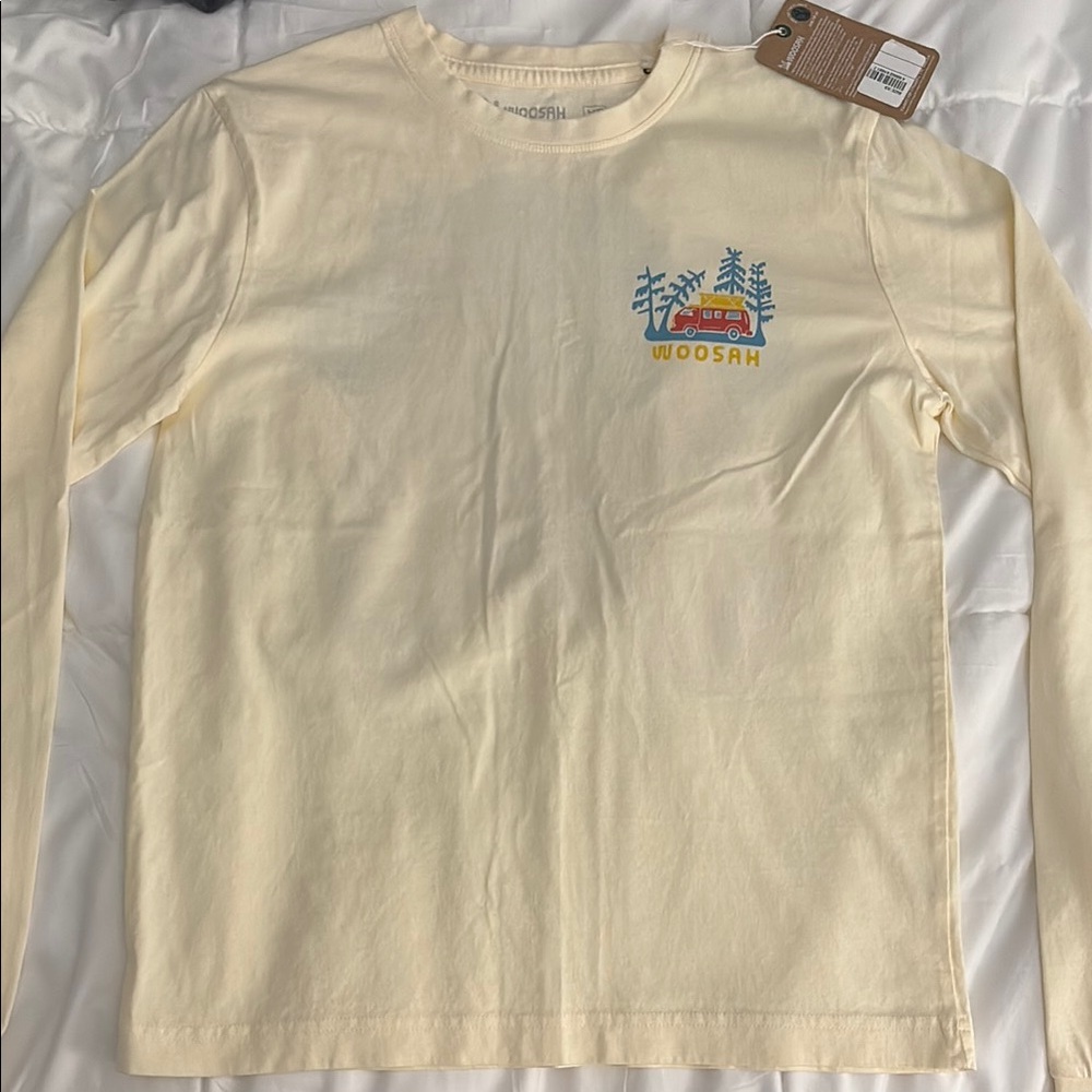 Woosah Cream Long Sleeve Graphic T-Shirt